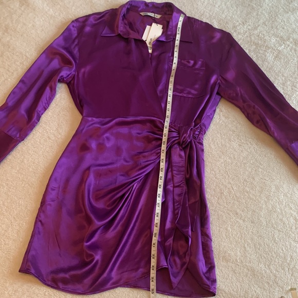 SOLD || Zara Purple Satin Effect Wrap Dress- Size L - Picture 13 of 13